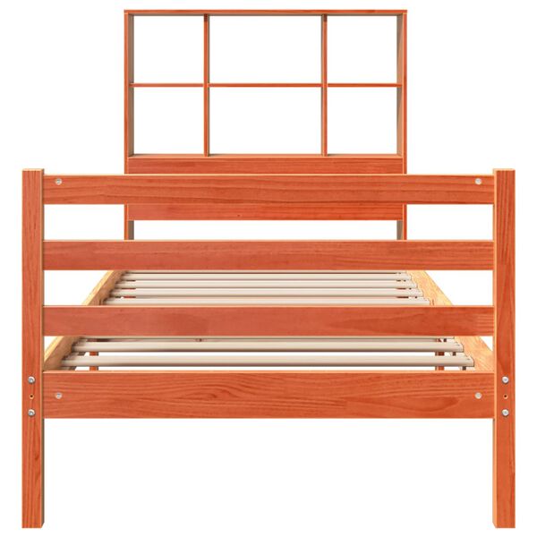 vidaXL Lit bibliothèque sans matelas cire marron 90x190 cm bois massif