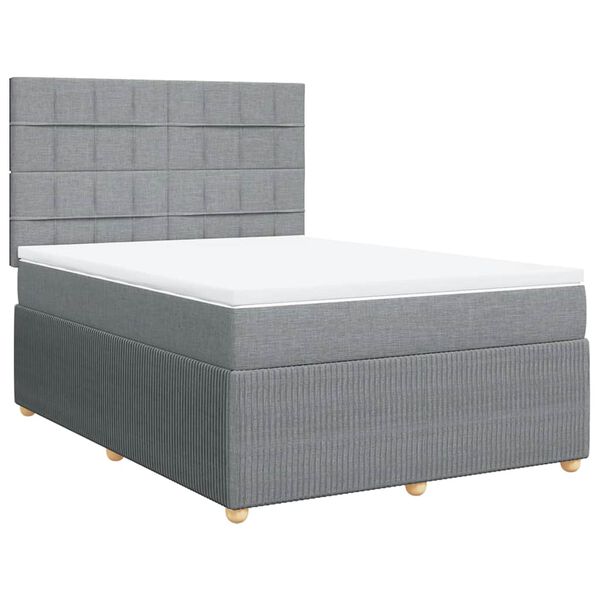 vidaXL Sommier &agrave; lattes de lit avec matelas Gris clair 160x200cm Tissu