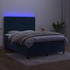 vidaXL Sommier &agrave; lattes de lit matelas et LED Bleu fonc&eacute; 140x200 cm