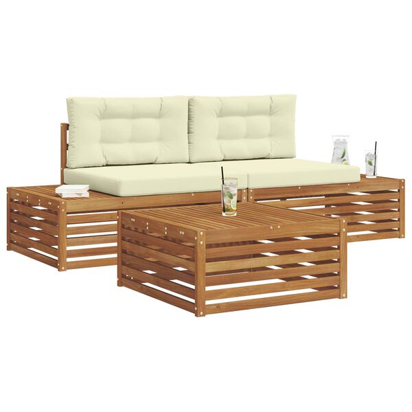 vidaXL Ensemble de canap&eacute;s d'ext&eacute;rieur 3 Pi&egrave;ce Naturel et Cr&egrave;me