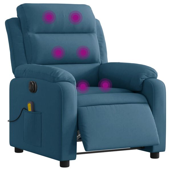 vidaXL Fauteuil inclinable de massage &eacute;lectrique bleu velours