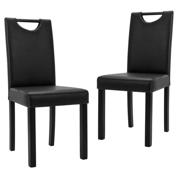 vidaXL Chaises &agrave; manger lot de 2 noir similicuir