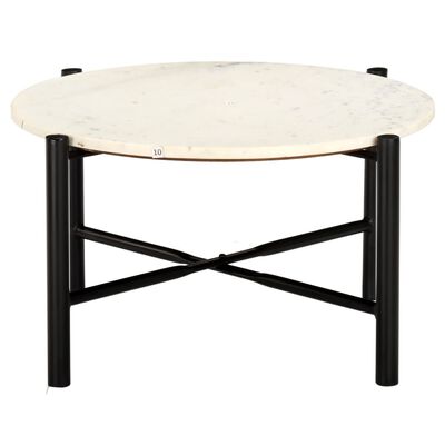vidaXL Table basse Blanc 60x60x35 cm Pierre véritable texture marbre