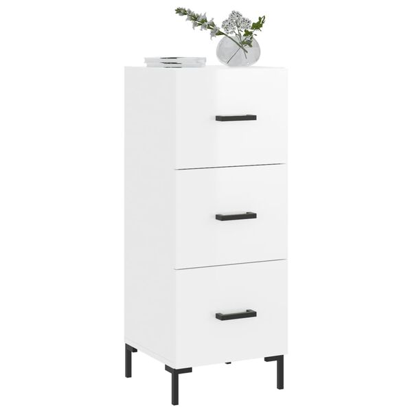 vidaXL Buffet Blanc brillant 34,5x34x90 cm Bois d'ing&eacute;nierie