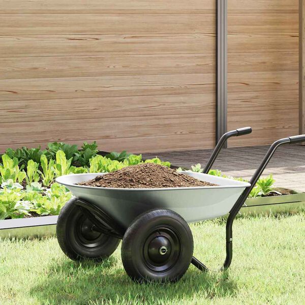 vidaXL Remplacement du plateau de brouette Argent&eacute; 90 x 63 x 28 cm