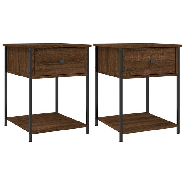 vidaXL Tables de chevet 2 pcs ch&ecirc;ne marron 44x45x58 cm bois ing&eacute;nierie