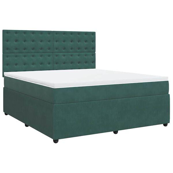 vidaXL Sommier &agrave; lattes de lit et matelas Vert fonc&eacute; 180x200cm Velours