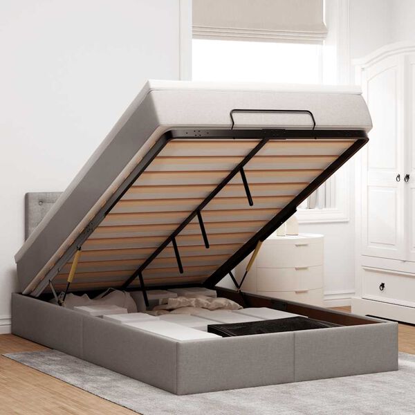 VidaXL Cadre de lit ottoman avec matelas taupe 120x190 cm tissu