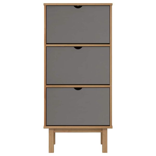 vidaXL Armoire &agrave; chaussures OTTA et 3 tiroirs Marron et gris Bois pin