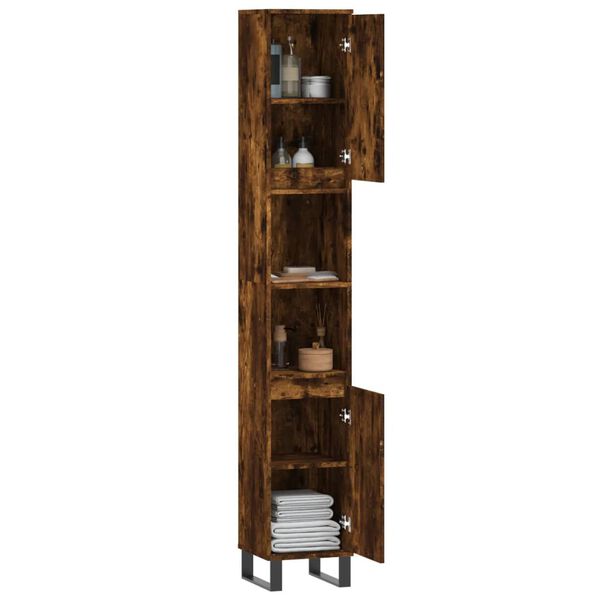 vidaXL Armoire de bain ch&ecirc;ne fum&eacute; 30x30x190 cm bois d'ing&eacute;nierie