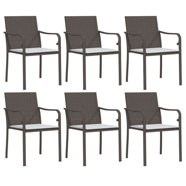 vidaXL Chaises de jardin et coussins lot de 6 marron 56x59x84 cm rotin