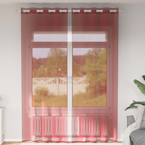 vidaXL Rideaux en voile avec œillets 2 pcs rouge bordeaux