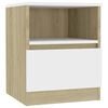 vidaXL Table de chevet Blanc ch&ecirc;ne sonoma 40x40x50cm bois d'ing&eacute;nierie