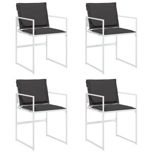 vidaXL Chaises de jardin avec coussins lot de 4 blanc acier/textil&egrave;ne