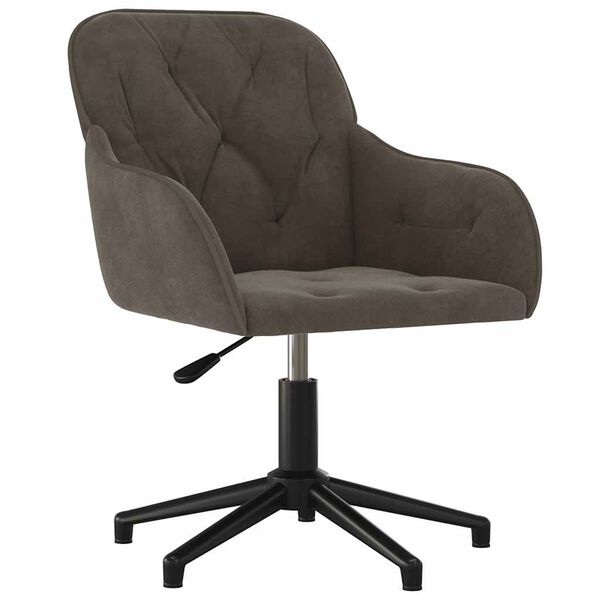 vidaXL Chaise pivotante de bureau Gris fonc&eacute; Velours