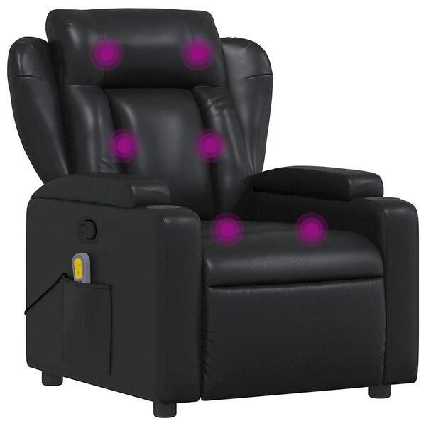 vidaXL Fauteuil de massage inclinable Noir Similicuir