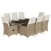 vidaXL Ensemble &agrave; manger de jardin et coussins 9 pcs beige Poly rotin