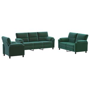 vidaXL Ensemble de Canap&eacute;s 3 pcs Vert fonc&eacute; Velours