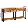 vidaXL Tables console avec tiroir 2 pcs Marron Bois de Mangue Massif