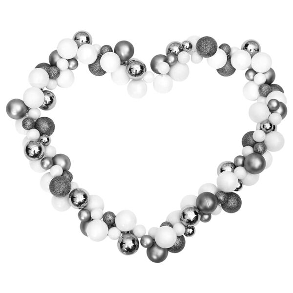 vidaXL Guirlande de Noël avec boules blanc et gris 175 cm polystyrène