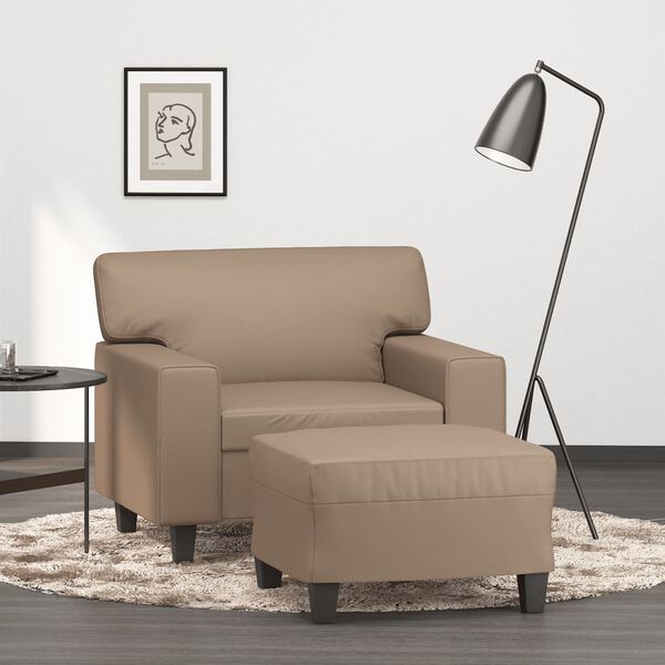 vidaXL Fauteuil avec repose-pied Cappuccino 60 cm Similicuir