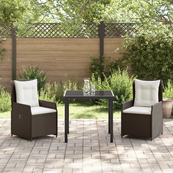 vidaXL Ensemble de salle &agrave; manger pour jardin 3 pcs Marron polyrotin