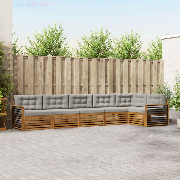 vidaXL Ensemble de canap&eacute;s d'ext&eacute;rieur 6 pcs Gris Naturel et Clair