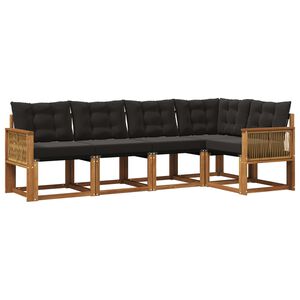vidaXL Ensemble de canap&eacute;s d'ext&eacute;rieur 5 pc Naturel et noir