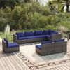 vidaXL Salon de jardin 8 pcs avec coussins r&eacute;sine tress&eacute;e gris
