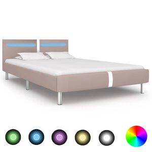 vidaXL Cadre de lit avec LED sans matelas cappuccino 135x190 cm