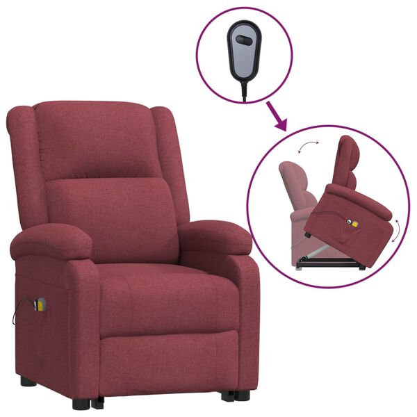 vidaXL Fauteuil de massage Rouge bordeaux Tissu