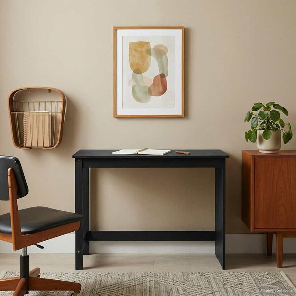 vidaXL Bureau Noir 112 x 50 x 75 cm Bois de Pin Massif