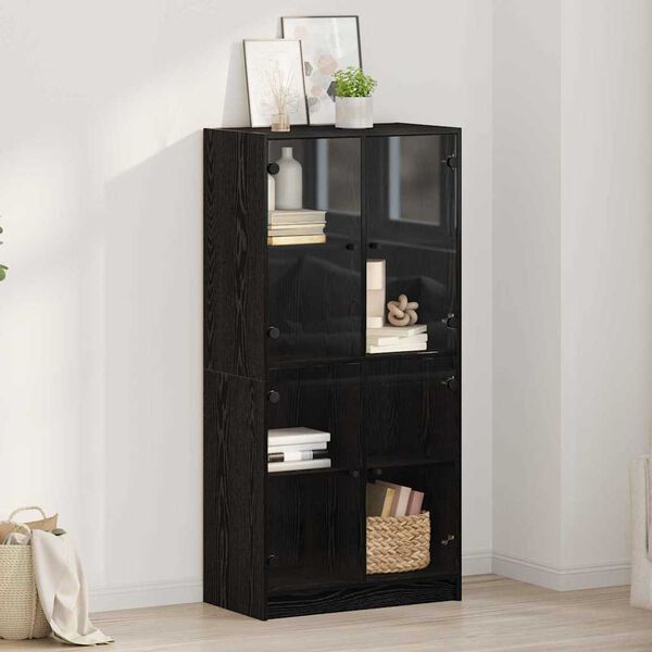 vidaXL Haut Armoire Ch&ecirc;ne noir 68 x 37 x 142 cm Bois d'ing&eacute;nierie