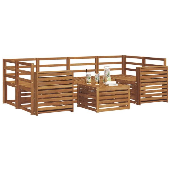 vidaXL Ensembles de canap&eacute;s 7 pcs Naturel Bois d'Acacia Massif