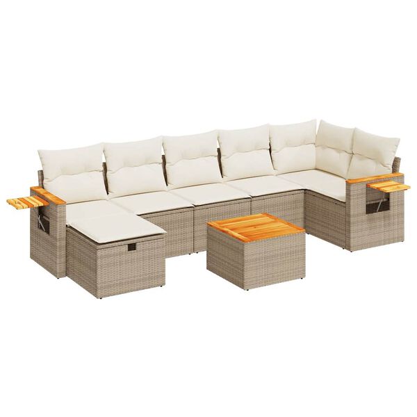 vidaXL Salon de jardin avec coussins 7 pcs beige r&eacute;sine tress&eacute;e