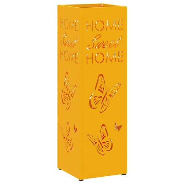 vidaXL Porte-parapluie Moutarde 15,5 x 15,5 x 49 cm M&eacute;tal