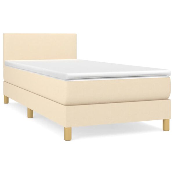 vidaXL Sommier &agrave; lattes de lit et matelas Cr&egrave;me 90x190 cm Tissu