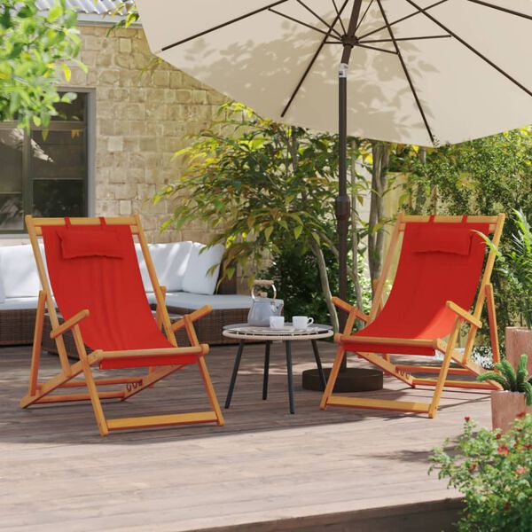 vidaXL Chaises de plage pliables lot de 2 rouge tissu
