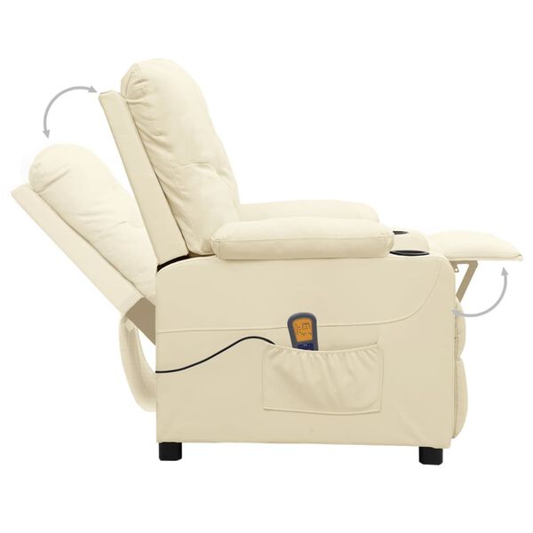 vidaXL Fauteuil de massage Cr&egrave;me Similicuir