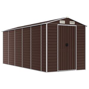 vidaXL Abri de jardin marron 191 x 470 x 198 cm en acier galvanis&eacute;
