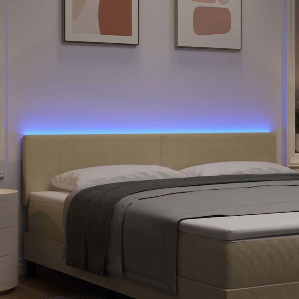 vidaXL T&ecirc;te de lit LED avec t&ecirc;te de lit Vert gris 180 cm Polyester