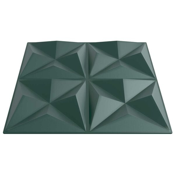 vidaXL Panneaux muraux 12 pcs Vert Origami 50 x 50 cm Mousse XPS