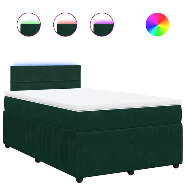 vidaXL Sommier &agrave; lattes de lit et matelas Vert fonc&eacute; 120x200cm Velours