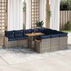 vidaXL Salon de jardin 11 pcs avec coussins gris r&eacute;sine tress&eacute;e
