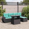 vidaXL Salon de jardin avec coussins 6 pcs gris r&eacute;sine tress&eacute;e acacia
