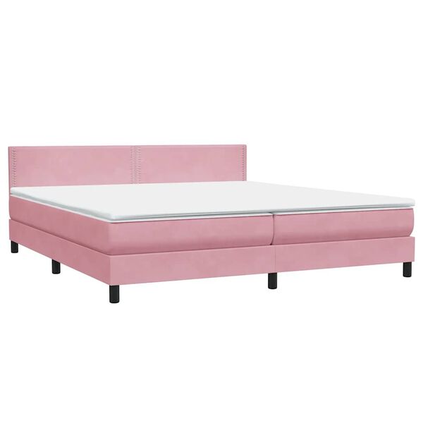 vidaXL Sommier &agrave; lattes de lit avec matelas rose 180x210 cm velours