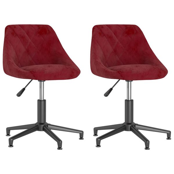 vidaXL Chaises &agrave; manger pivotantes lot de 2 rouge bordeaux velours
