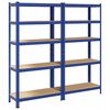 vidaXL Étagères de rangement à 5 niveaux 2 pcs Bleu Acier et bois