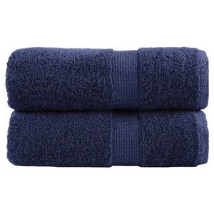 vidaXL Serviettes de toilette premium SOLUND 2 pi&egrave;ces Bleu marine 30 x 30 cm 600 g/m&sup2;