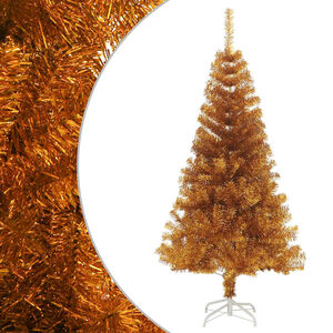 vidaXL Sapin de No&euml;l artificiel avec support Dor&eacute; 120 cm PET